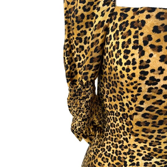 Blue Rain Dress Womens Medium Brown Black Cheeta Print Midi - Picture 9 of 12